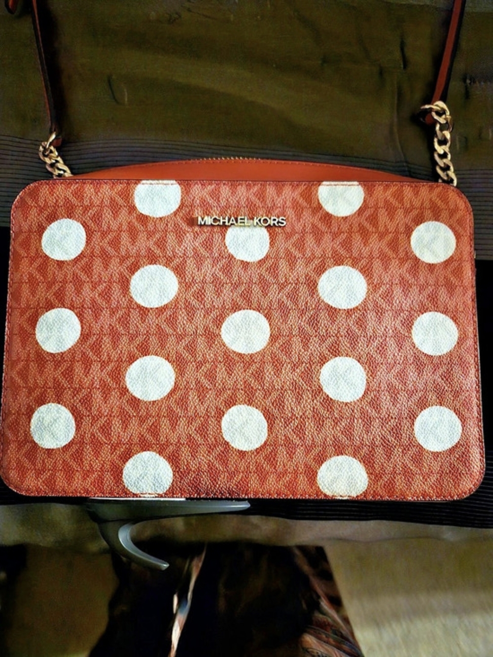 Michael Kors Jet Set Large Polka Dot Signature Logo Crossbody Bag